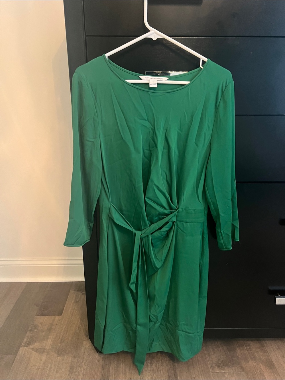 Diane Von Furstenberg Emerald Green Tie-Front Midi Dress